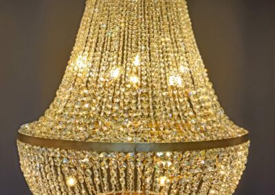 Lustre Empire Montgolfière – Cascade de Cristal Taillé
