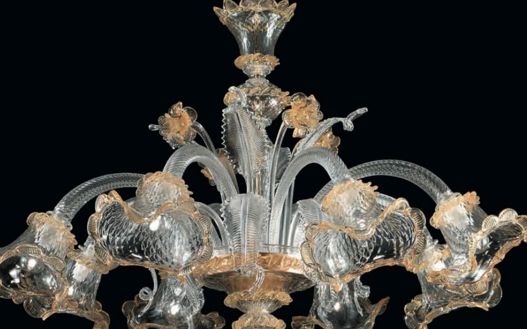 Lustre artisanal en verre de Murano