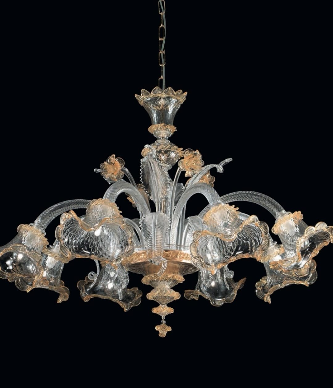 Lustre artisanal en verre de Murano