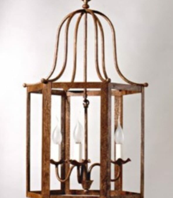 Lanterne traditionnelle florentine en fer forgé patiné