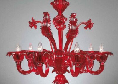 Lustre artisanal Murano – Rouge flamboyant