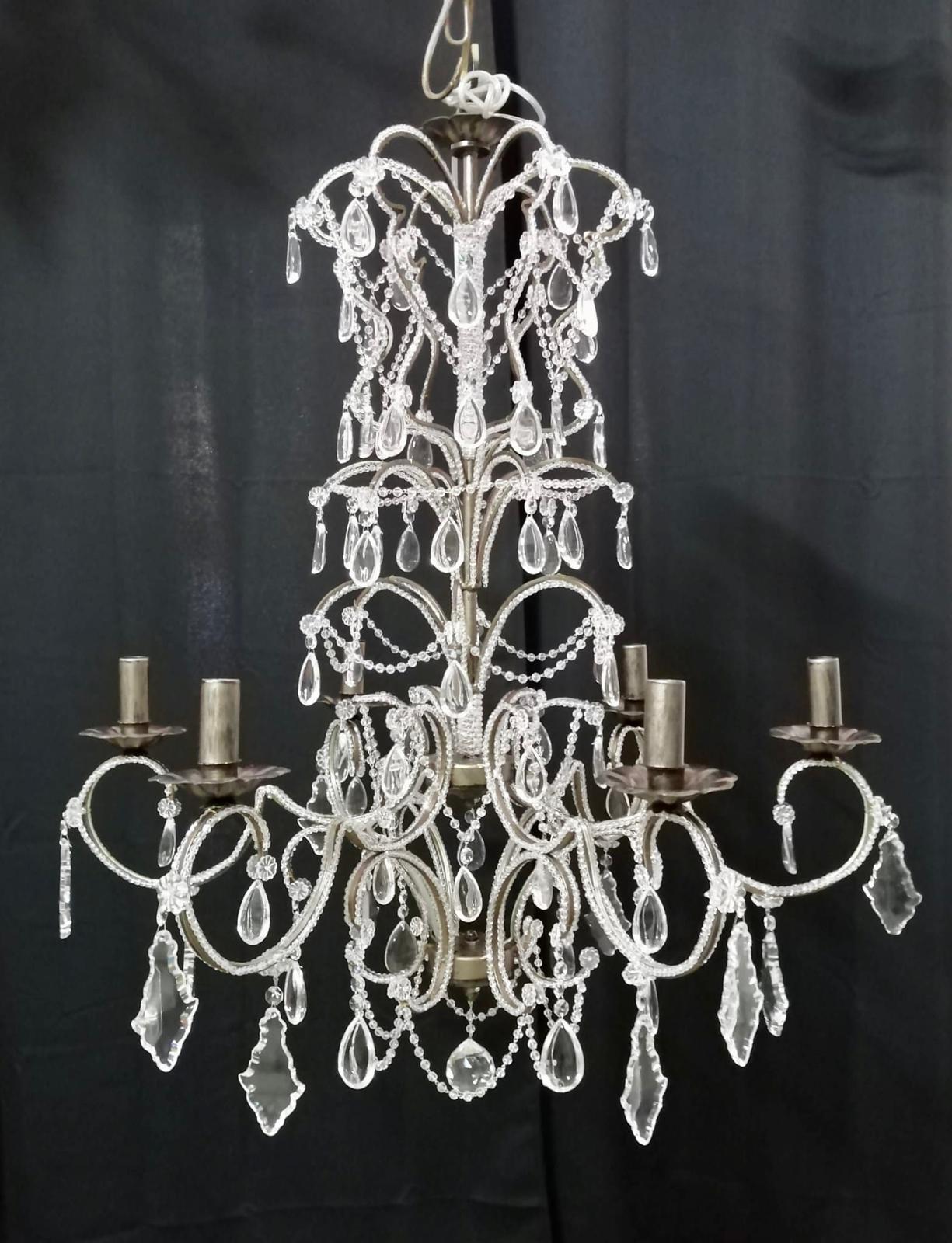 Lustre artisanal en fer forgé patiné